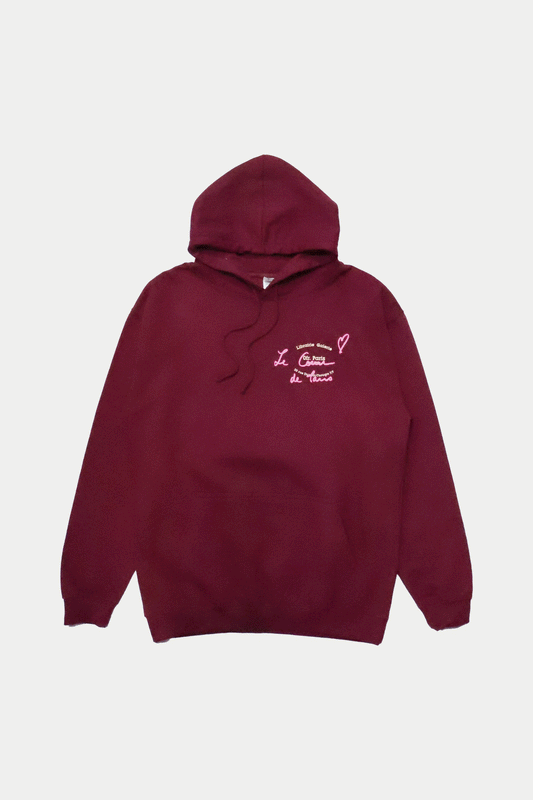 0fr Hoodie Burgundy Paris intelligence Program with Heart - 0fr. Tokyo
