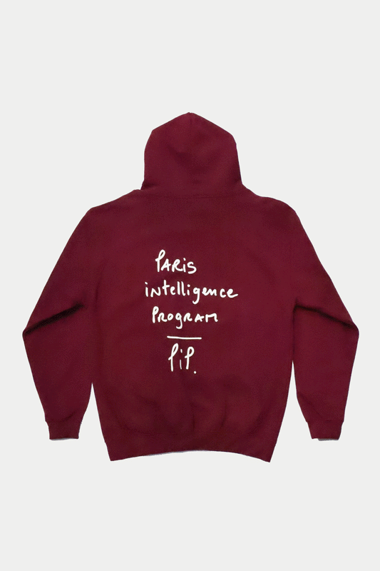 0fr Hoodie Burgundy Paris intelligence Program (SIZE: M/L) - 0fr. Tokyo