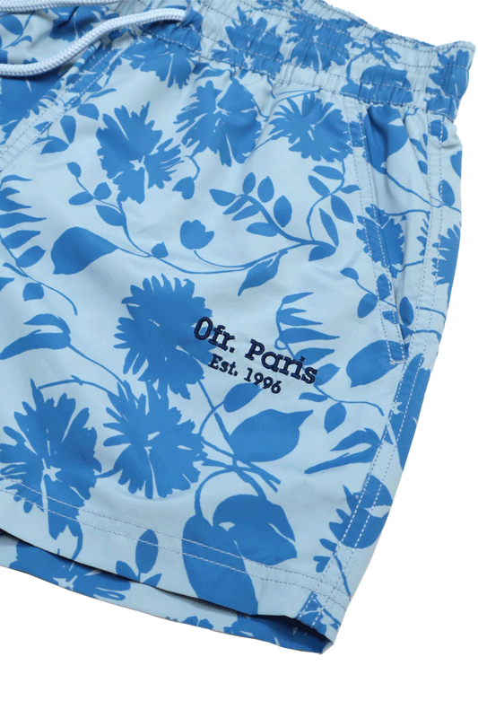 0fr. × Atalaye School Swim Shorts Flower Sky Blue