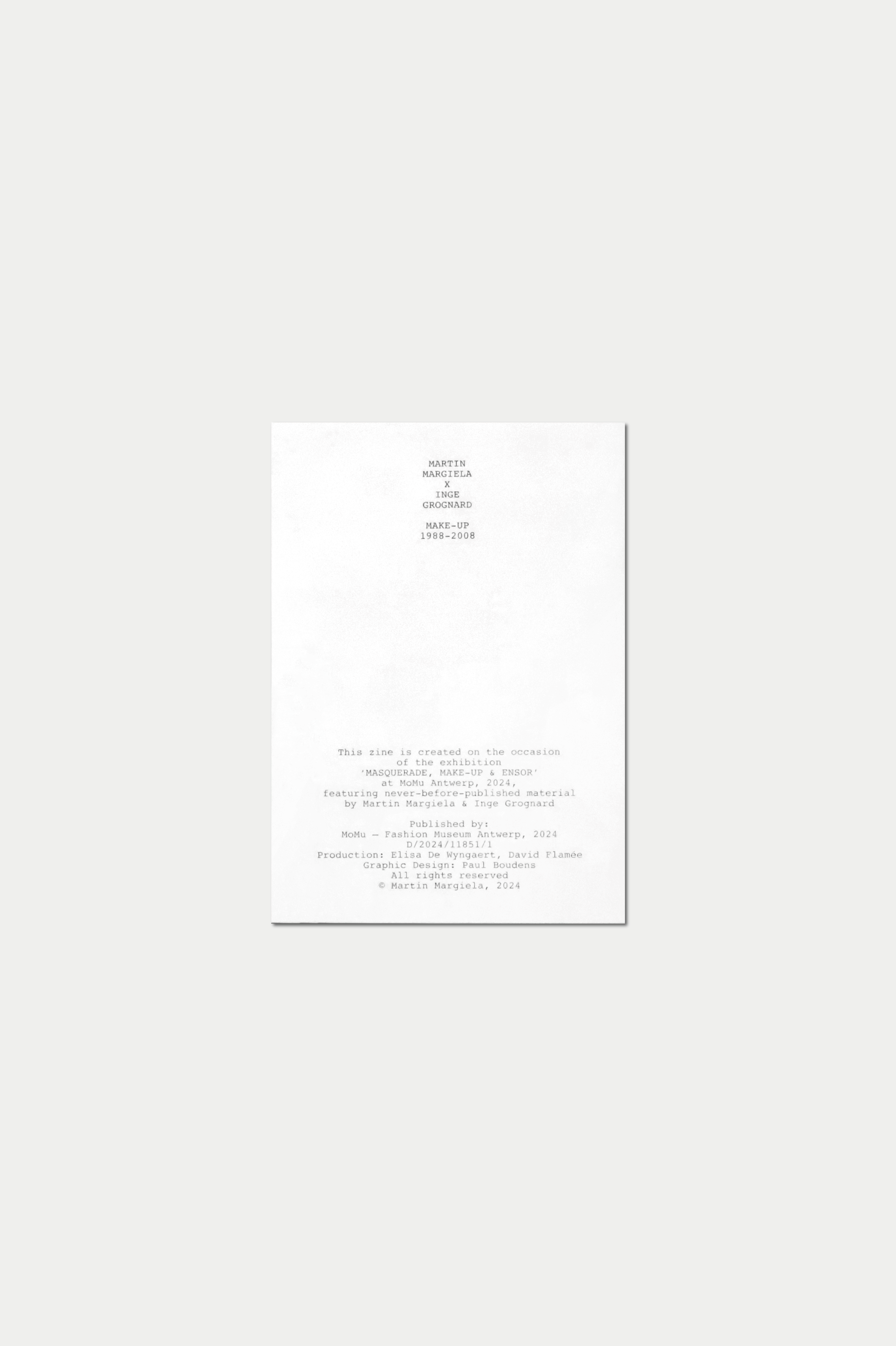 Martin Margiela x Inge Grognard Make Up 1988-2008 Zine - 0fr