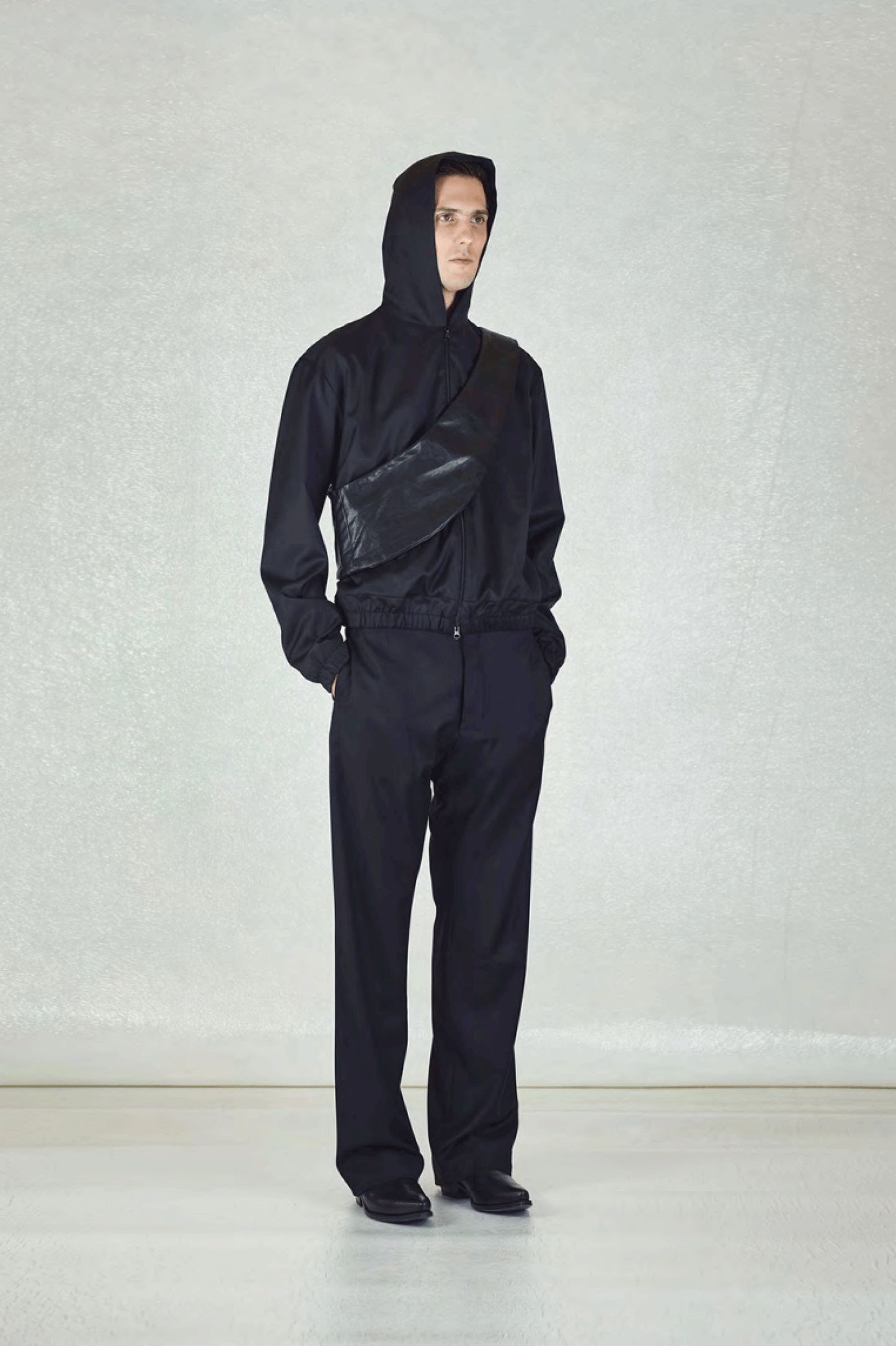 NO.294 LORO PIANA FINE WOOL DOUBLED HOODED Black