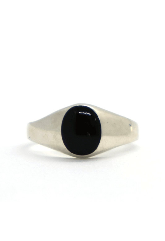 70s French Vintage Silver Onyx Ring