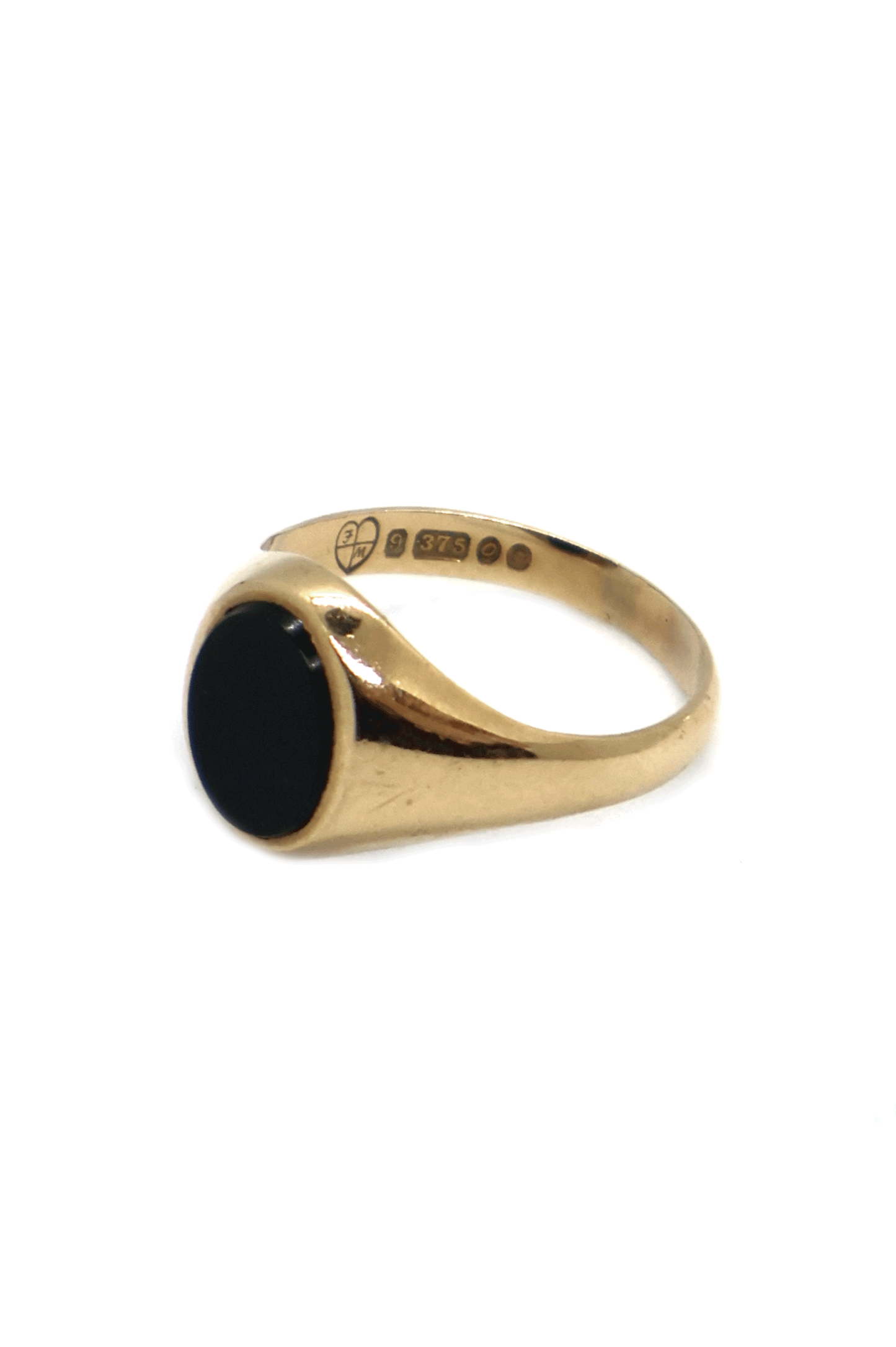 70s British Vintage 9K Gold Onyx Ring