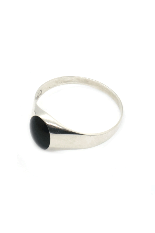 70s French Vintage Silver Onyx Ring