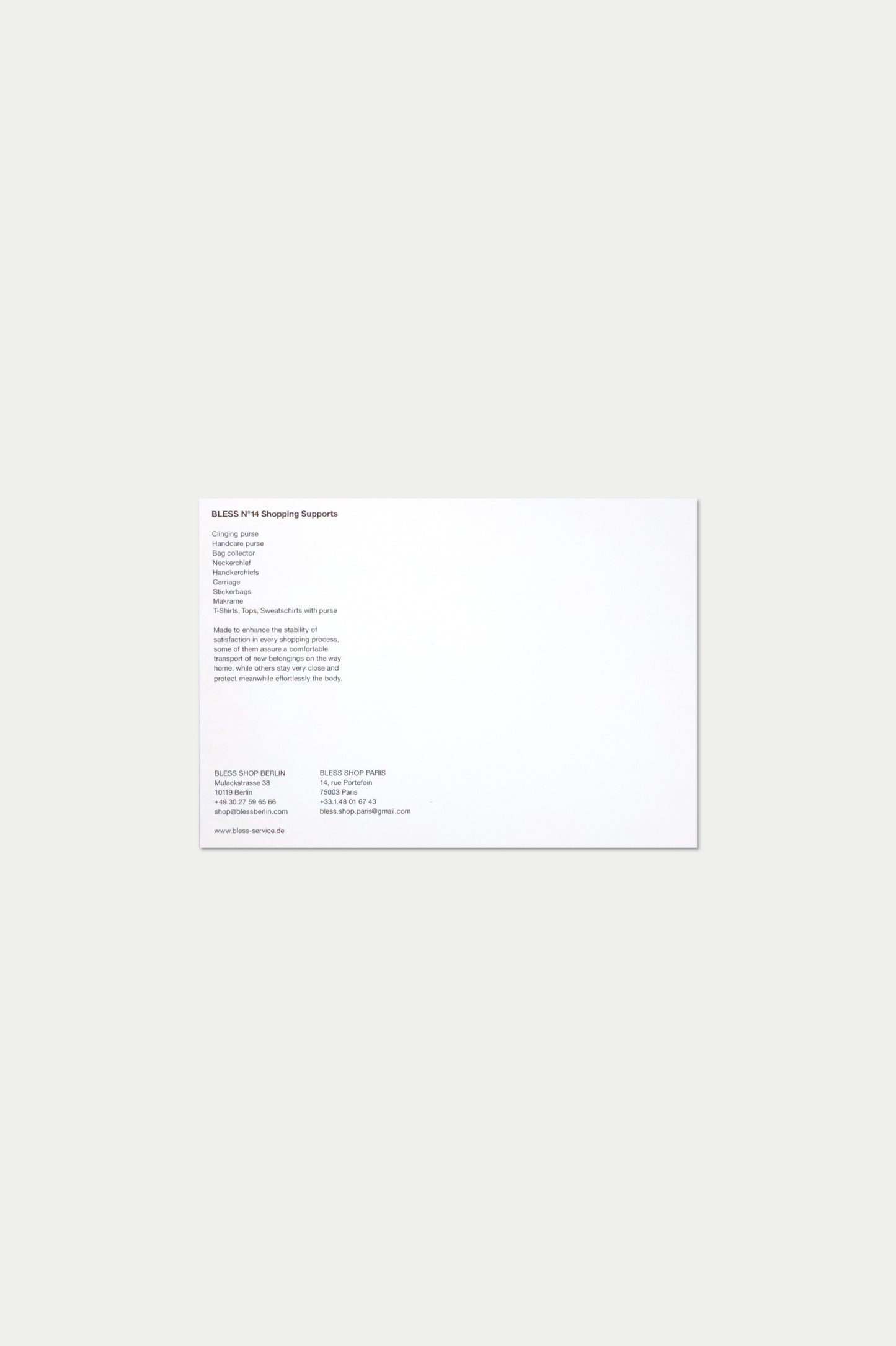 BLESS POSTCARD Nº14 Shopping Supports