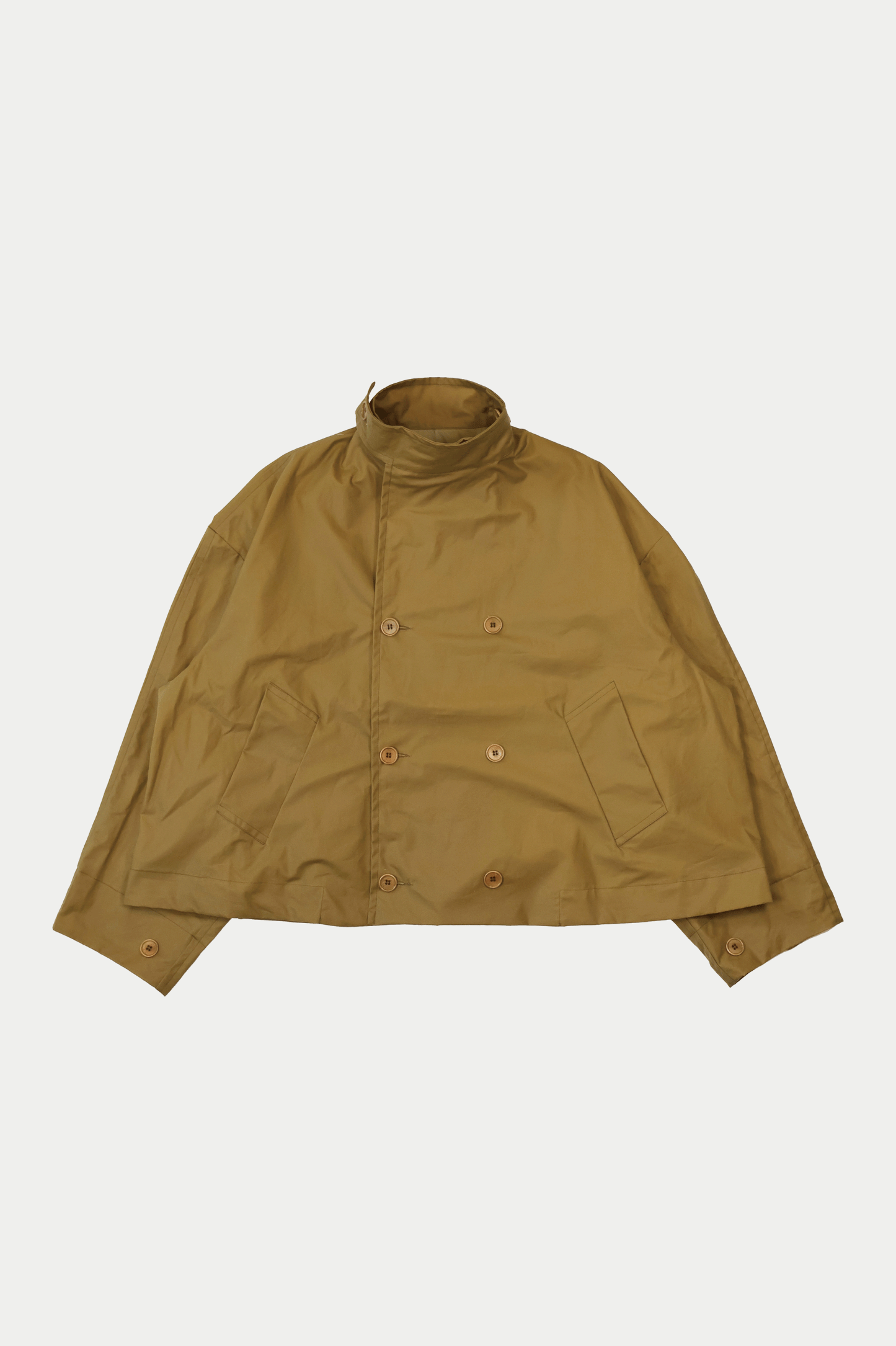 NO.286 WAXED CROPPED OVERSIZED COAT Tan