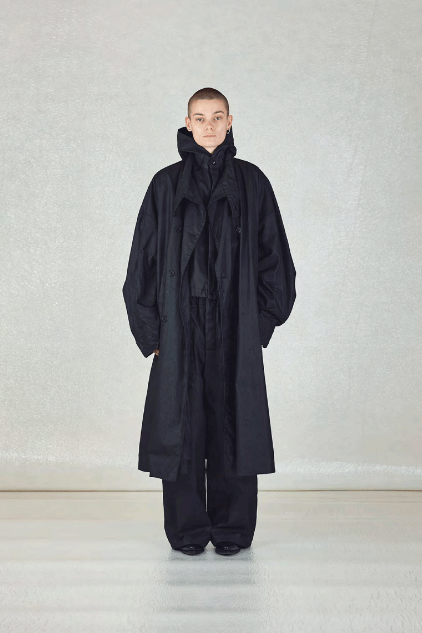 NO.65 WAXED OVERSIZED COAT Black